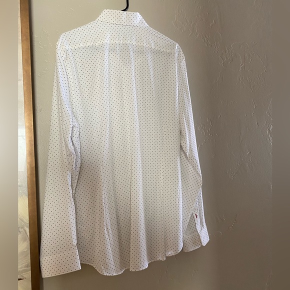 Express|Large| white slim polka dot button up| like new. - Picture 4 of 8